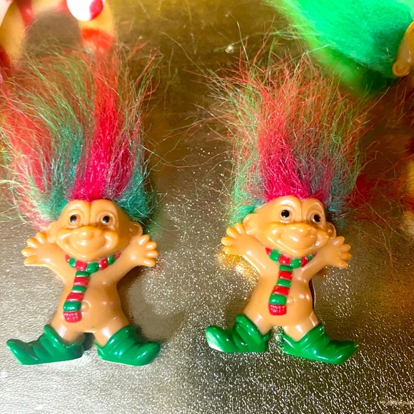 RUSS BERRIE VINTAGE CHRISTMAS ELF TROLLS & CANDY CANE ELF TROLL ORNAMENTS BUNDLE - Picture 5 of 16
